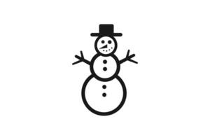 A black and white snowman with a top hat vector