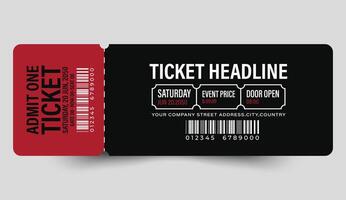 Modern Event Ticket Design in Black and Red vector