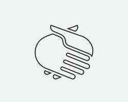Business handshake line icon, outline sign, linear style pictogram isolated on white. Agreement, Shaking hands symbol. vector