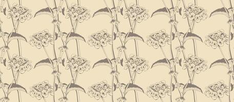 Hand drawn floral pattern design. Flower drawing simple ornament. vector