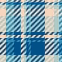 Small tartan pattern fabric, paint check seamless textile. Worn plaid texture background in cyan and pastel colors. vector