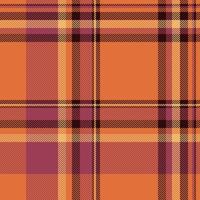 Kilt plaid pattern, show seamless fabric background. Fashionable textile check tartan texture in orange and red colors. vector