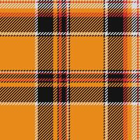 New year plaid textile check, sexual background texture pattern. Subtle tartan fabric seamless in orange and black colors. vector