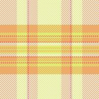 Refresh plaid tartan textile, thanksgiving pattern check seamless. Order background texture fabric in orange and white colors. vector