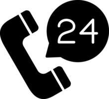 24 Hours Support Glyph Icon vector