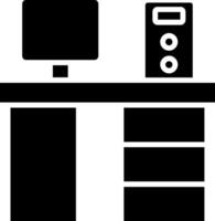 Computer Desk Glyph Icon vector