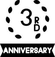 3rd Anniversary Glyph Icon vector