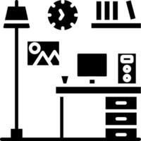 Computer Desk Glyph Icon vector