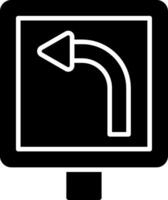 Left Bend Glyph Icon vector