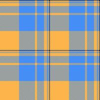 Christmas texture plaid , 1970s textile pattern seamless. Nostalgic check fabric background tartan in amber and blue colors. vector
