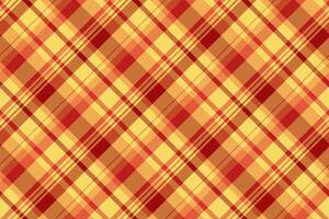 Serene check pattern seamless, back to school textile fabric . Scratch background texture tartan plaid in orange and red colors. vector