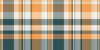 Worn tartan plaid, knot check seamless texture. Checker background fabric textile pattern in orange and pastel colors. vector