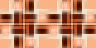Shape seamless plaid fabric, wide tartan pattern textile. Outside check texture background in orange and red colors. vector