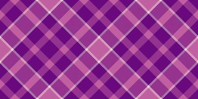 Manufacturing seamless fabric check, motif pattern background tartan. Table cloth textile texture plaid in purple and pink colors. vector