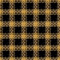 Fade check seamless background, track fabric pattern. Sketch textile texture plaid tartan in amber and black colors. vector