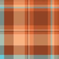 Curved texture fabric , oriental plaid tartan seamless. Factory textile pattern check background in orange and cyan colors. vector