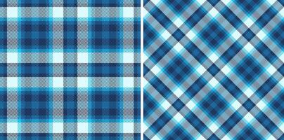 Fabric tartan of texture seamless background with a textile check plaid pattern. Set in cold colors of wide grid paper. vector