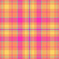 Cosy background texture seamless, line check fabric. Choice pattern plaid tartan textile in orange and amber colors. vector