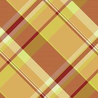 Tablecloth fabric pattern, bag background textile seamless. Soft texture check plaid tartan in amber and red colors. vector