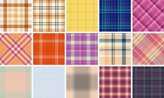 Plaid patterns in soft tones, featuring geometric designs for linen fabric and wallpaper. A perfect choice for British-style material. vector