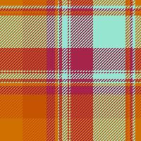 Diwali fabric plaid tartan, purchase check textile texture. Commercial pattern background seamless in orange and teal colors. vector