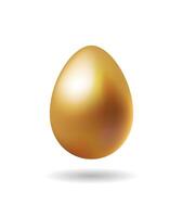 Golden metallic glossy 3d realistic Easter egg isolated on white background vector