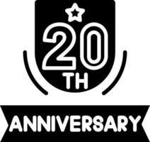 20th Anniversary Glyph Icon vector