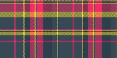 Multicolor texture textile check, genuine fabric pattern. Tradition seamless tartan plaid background in cyan and red colors. vector