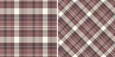Plaid fabric pattern of textile tartan seamless with a background check texture. Set in fall colors of new year celebration ideas. vector