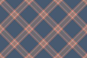 Vintage fabric background seamless, eps pattern plaid. Canadian textile texture tartan check in pastel and cyan colors. vector