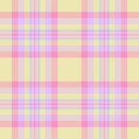 Gift paper tartan check plaid, trim textile pattern background. Ornate seamless fabric texture in light and pink colors. vector