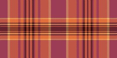 Peach seamless fabric, sale background check plaid. Royal textile texture tartan pattern in orange and red colors. vector