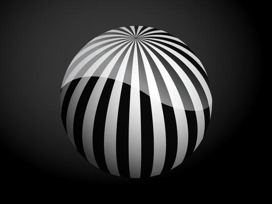 Abstract pattern cover black and white 3D ball. illustration on dark background.