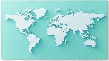 A decorative world map in relief is showcased against a calming teal backdrop, ideal for enhancing learning spaces photo