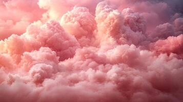 A tranquil display of soft pink clouds reflects the peaceful ambiance of twilight in the sky photo