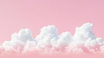 A tranquil view of fluffy white clouds contrasted with a soft pink sky at dusk, evoking a peaceful ambiance photo