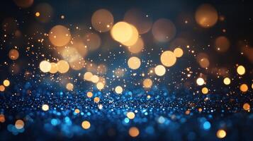 Bokeh lights illuminate a dark surface, creating a magical, sparkling effect suitable for events and celebrations photo