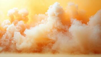 Soft, fluffy orange clouds fill the sky at sunset, blending harmoniously to create a peaceful and tranquil view photo
