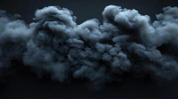 Thick gray smoke swirls gracefully in the darkness, enhancing the dramatic ambiance of the setting photo