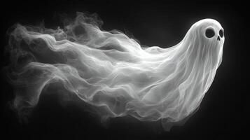 A ghostly figure glides through dark mist, creating an unsettling yet captivating presence photo