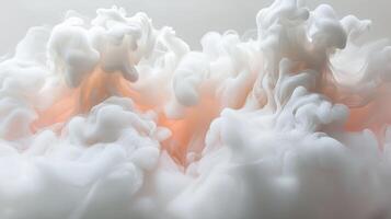 Soft white clouds merge with vibrant orange swirls, creating an ethereal and abstract visual experience photo
