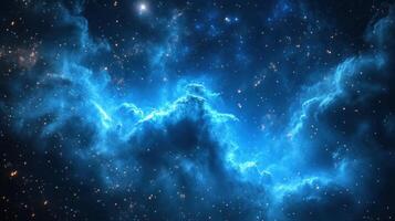 A stunning display of blue nebulas illuminated against a backdrop of countless twinkling stars in deep space photo