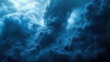 Dark clouds roll in, creating a dramatic atmosphere just before a storm at dusk photo