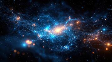 A vibrant cosmic web showcases glowing colors and celestial elements, highlighting deep spaces beauty photo