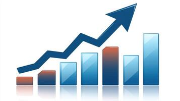 A graph shows rising data points with an upward arrow representing growth trends over a timeline photo