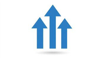 Three blue arrows point upward, symbolizing growth and advancement in a minimalistic design photo
