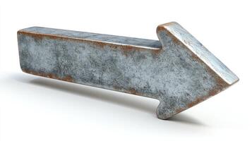 A weathered metal arrow pointing to the right, suggesting direction in simple and clear design photo