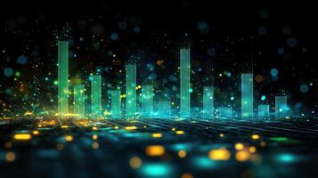 Colorful bars rise in a dark space, showcasing data in a visually striking and dynamic way photo