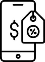 of a smartphone with a dollar sign and discount tag vector