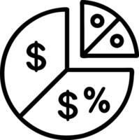 of a pie chart with dollar signs and discount segments vector